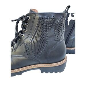 Brioso Combat Boots Womens 7 Black Leather Lug Sole